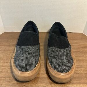 Emerica Black and Gray Herringbone Slip-Ons